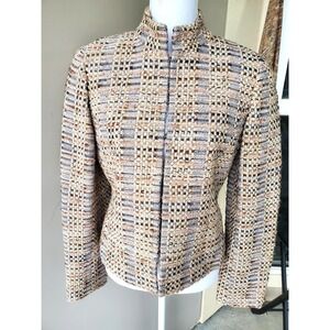 Doncaster Collection Jacket Women 6 Beige Tweed Mohair Wool Blend Lux Chic Layer